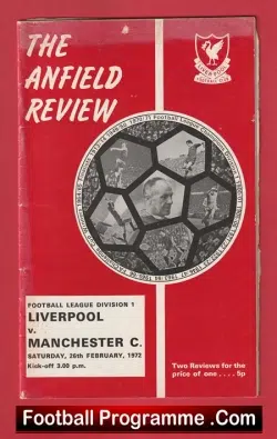 Liverpool v Manchester City 1972 - football programme