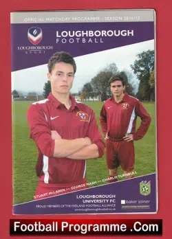 Loughborough v Loughborough University 2012 - Last Match old Ground - football programme
