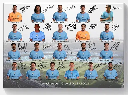 Manchester City Multi Signed Autographed Football Shirt - Treble Winners - Image 25