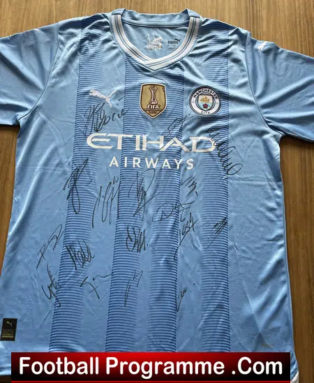 Manchester City Multi Signed Autographed Football Shirt - Treble Winners - Image 3