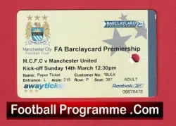 Manchester City v Manchester United 2004 - Ticket First Derby Match - football memorabilia