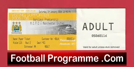 Manchester City v Manchester United 2006 - Football Ticket - Image 2