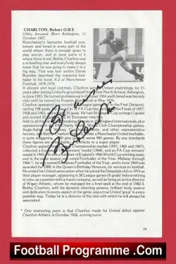 Manchester United Bobby Charlton Autograph Signed Biography Book Sheet Man Utd - football memorabilia