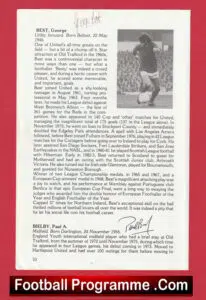 Manchester United George Best Autograph Signed Biography Book Sheet Man Utd