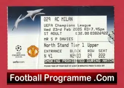 Manchester United v AC Milan 2005 – Match Day Ticket
