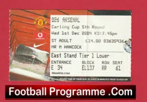 Manchester United v Arsenal 2004 – Football Ticket