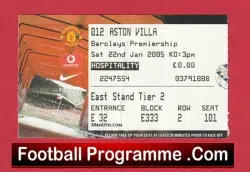 Manchester United v Aston Villa 2005 – Match Ticket