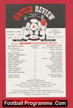 Manchester United v Blackburn Rovers 1990 - Reserves Paul Ince - football programme