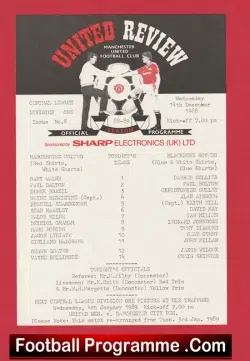 Manchester United v Blackburn Rovers 1988 - Reserves Game Mark Robins - football programme
