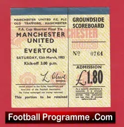 Manchester United v Everton 1983 – Match Ticket FA Cup QF