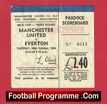 Manchester United v Everton 1984 - Football Ticket League Cup - Image 2