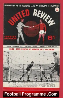 Manchester United v Norwich City 1967 - FA Cup Man United - football programme