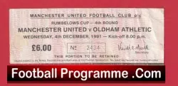 Manchester United v Oldham Athletic 1991 – Football Ticket