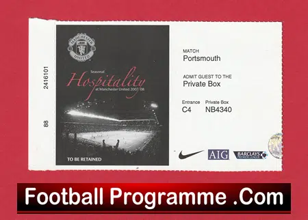 Manchester United v Portsmouth 2010 - Private Box Ticket - Image 2