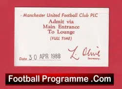 Manchester United v QPR 1988 – Directors Lounge Ticket