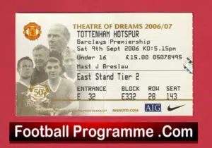 Manchester United v Tottenham 2006 – Match Ticket