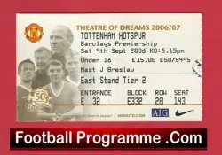 Manchester United v Tottenham 2006 – Match Ticket