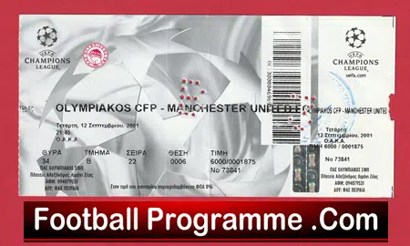 Olympiakos Piraeus v Manchester United 2001 - Football Ticket Greece - Image 2