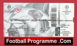 Olympiakos  Piraeus v Manchester United 2001 - Football Ticket Greece - football memorabilia
