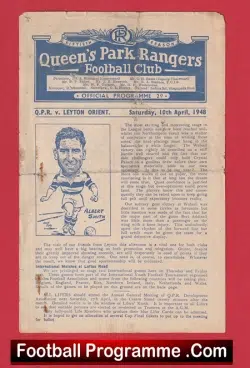 Queens Park Rangers v Leyton Orient 1948 – 1940s QPR Programme