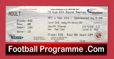 Reading v Manchester United 2007 - Match Ticket - Image 2