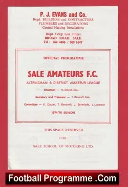 Sale Amateurs v Davyhulme 1980s - football programme