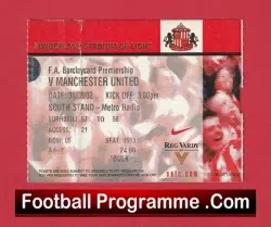 Sunderland v Manchester United 2002 – Football Ticket