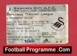 Swansea City v Manchester United 2013 – Match Ticket