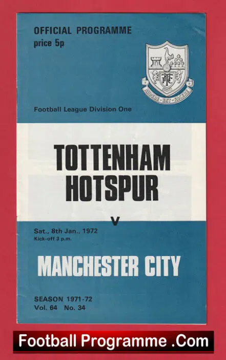 Tottenham Hotspur v Manchester City 1972