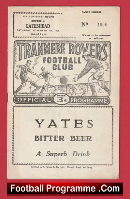Tranmere Rovers v Gateshaed 1961