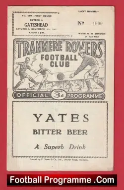 Tranmere Rovers v Gateshaed 1961