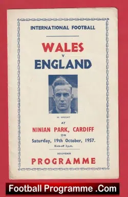 Wales v England 1957 - Pirate Programme - Duncan Edwards Played - football programme