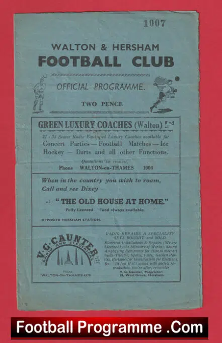 Walton Hersham v The Rest 1947 – Friendly Match 1940’s