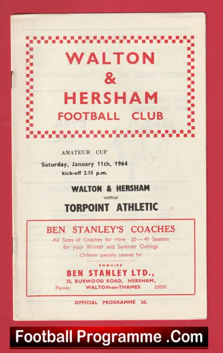Walton Hersham v Torpoint Athletic 1964 – Amateur Cup