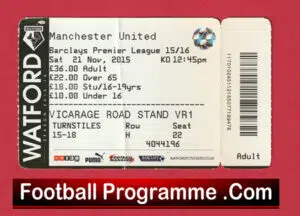 Watford v Manchester United 2015 – Football Ticket