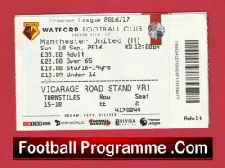 Watford v Manchester United 2016 – Football Match Ticket