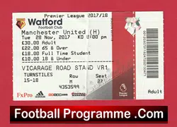 Watford v Manchester United 2017 – Match Ticket