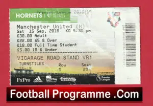 Watford v Manchester United 2018 – Football Ticket