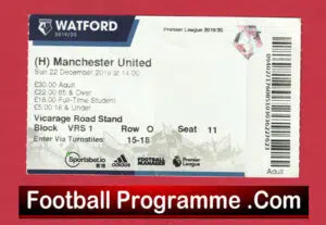 Watford v Manchester United 2019 – Match Ticket