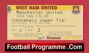 West Ham United v Manchester United 2005 – Match Ticket