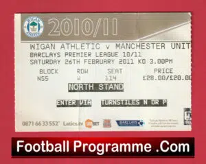 Wigan Athletic v Manchester United 2011 – Match Ticket