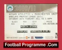 Wigan Athletic v Manchester United 2011 – Match Ticket