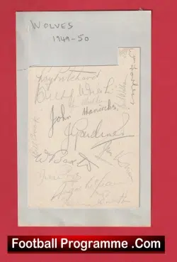 Wolves Wolverhampton Football Club Multi Autographed Signed Sheet 1949 - 1950 - football programme