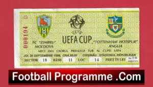 Zimbru Chisinau v Tottenham Hotspur 1999 – Match Ticket Pre Season Moldova