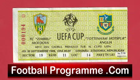 Zimbru Chisinau v Tottenham Hotspur 1999 - Match Ticket Pre Season Moldova - Image 2