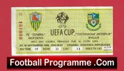 Zimbru Chisinau v Tottenham Hotspur 1999 – Match Ticket Pre Season Moldova