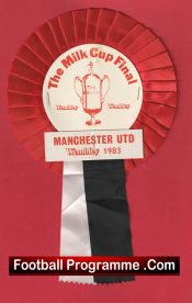 Manchester United Man Utd Football Rosette League Cup Final 1983