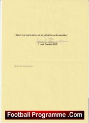 Manchester United Jack Charlton Signed Autograph Quotation Sheet