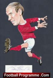 Manchester United Bobby Charlton Signed Autograph Picture Caricature