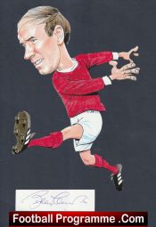 Manchester United Bobby Charlton Signed Autograph Picture Caricature